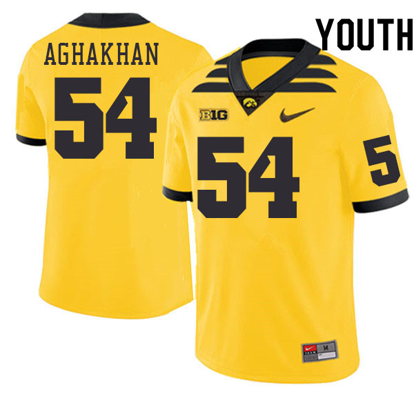 Youth #54 Ethan Aghakhan Iowa Hawkeyes College Football Jerseys Stitched-Gold